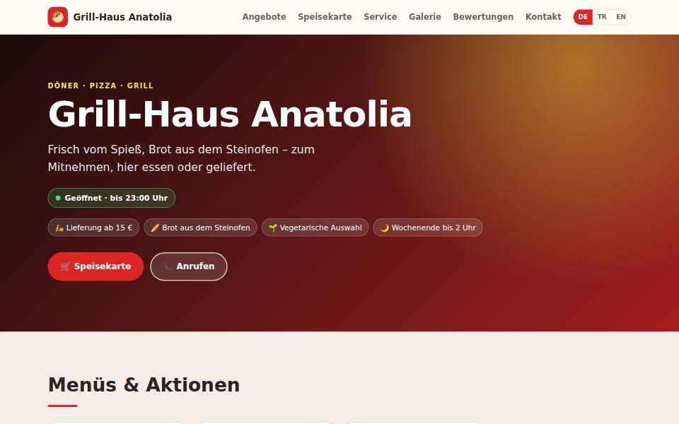 Vorschau der Beispiel-Website Grill-Haus Anatolia
